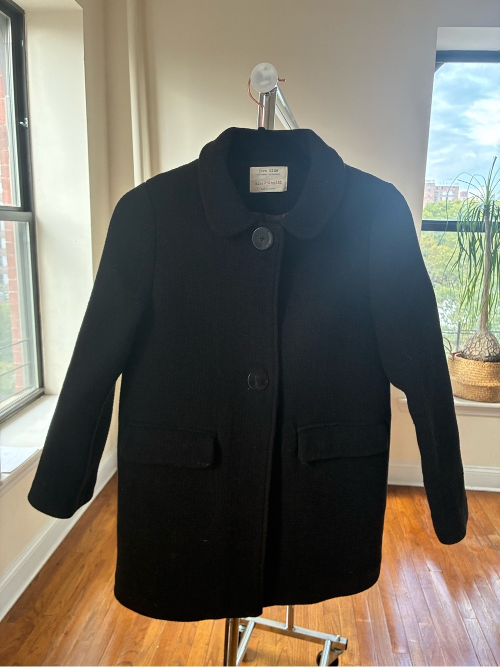 Zara Girls Black Timeless Sophisticated Loose Fit Car Coat Size 11-12Y 152cm